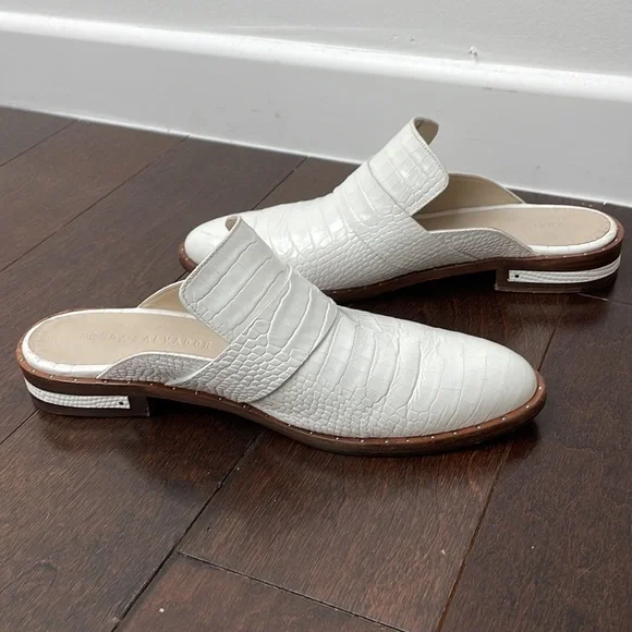 Freda Salvador White Croc-Embossed Mules - Picture 4 of 10